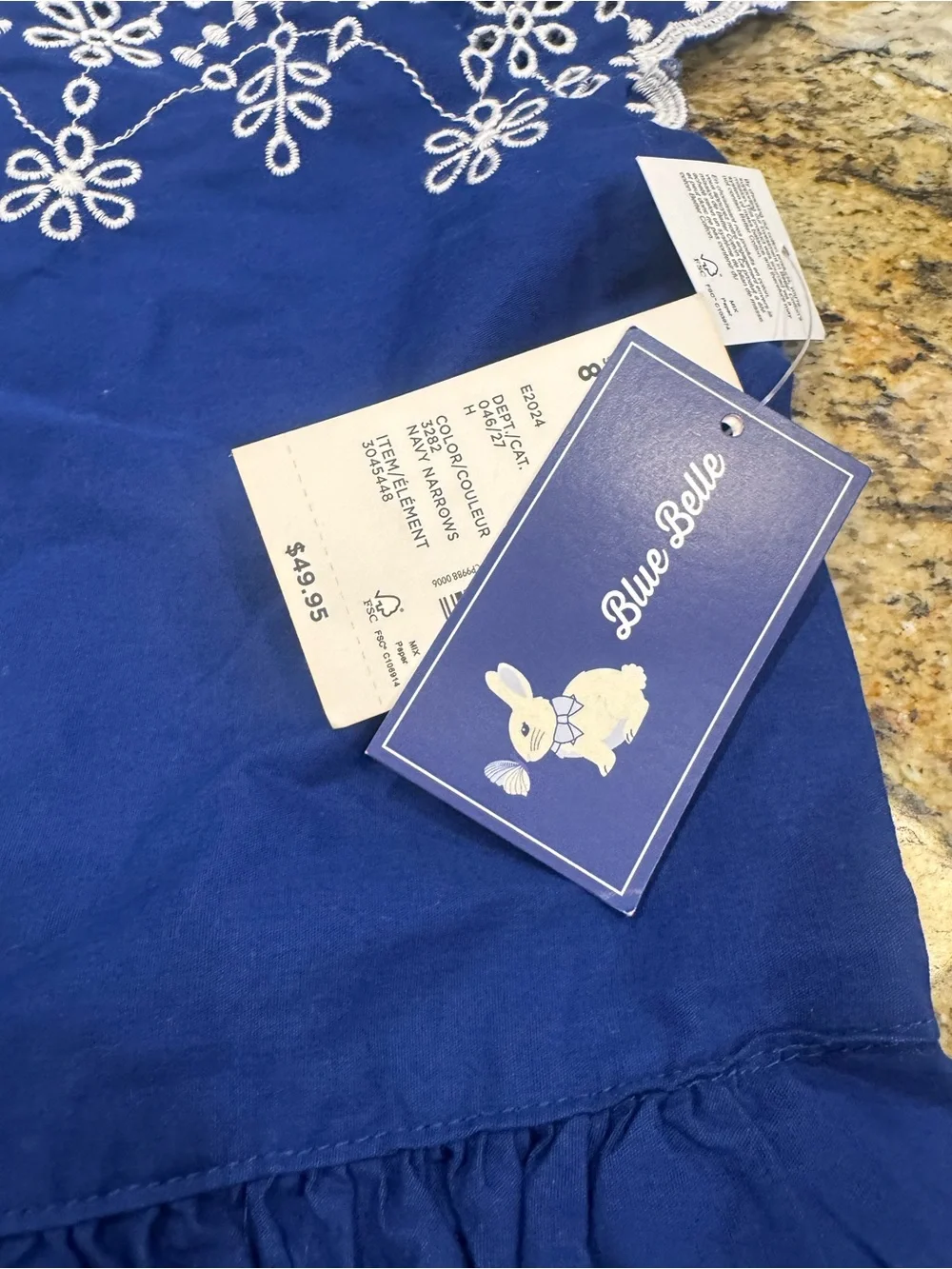 Gymboree Royal Blue Dress with White Embroidery